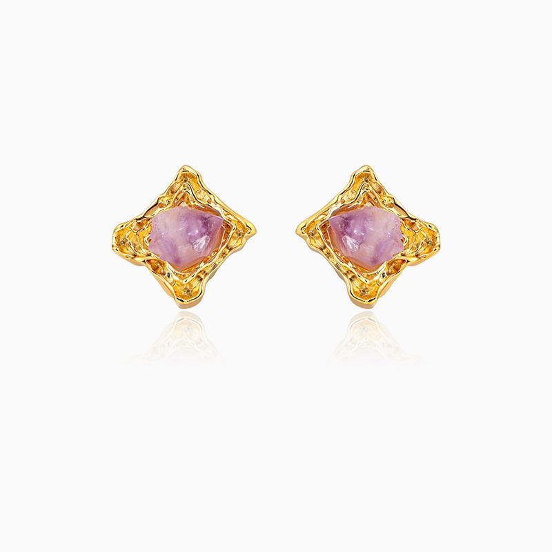 Unique Irregular Amethyst Earrings