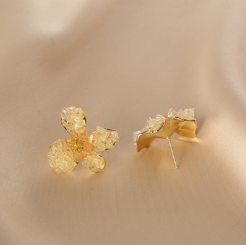 Light Luxury Rhinestone Flower Earrings