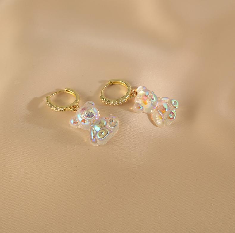 Acrylic Rainbow Bear Earrings - Cute and Colorful Jewelry