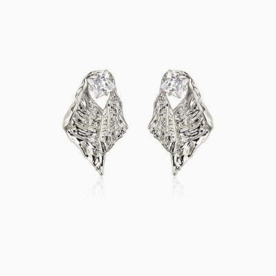 Irregular Tin Paper Texture Design Zircon Earrings