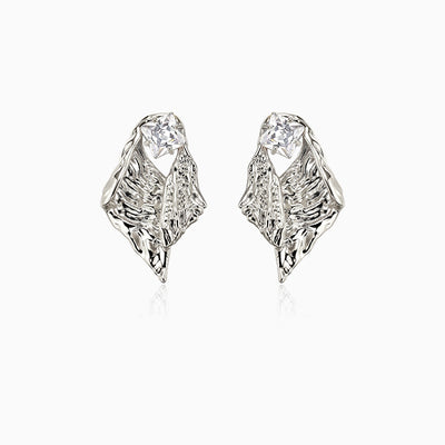 Irregular Tin Paper Texture Design Zircon Earrings