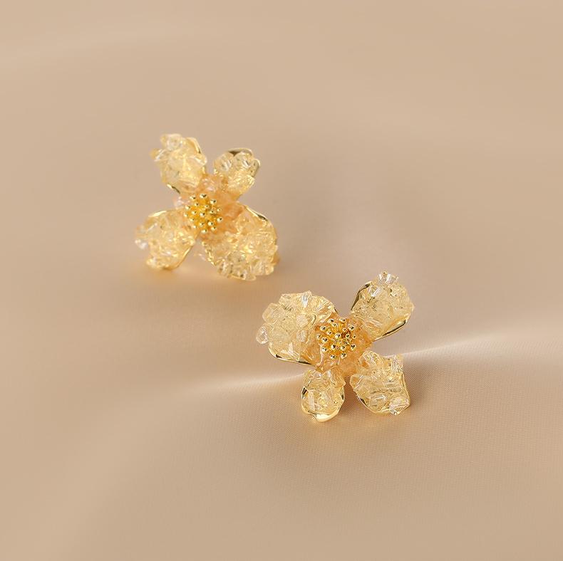 Light Luxury Rhinestone Flower Earrings