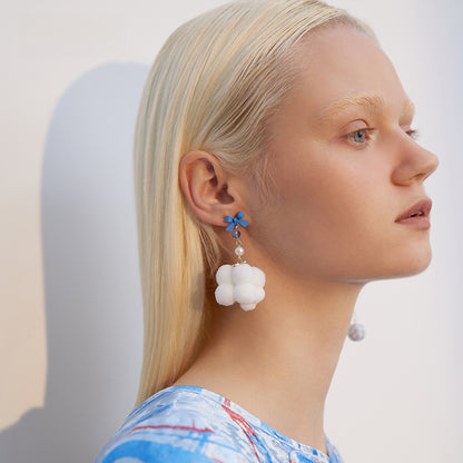 Asymmetrical Romantic Soft Cloud Earrings - Rare Visual Jewelry