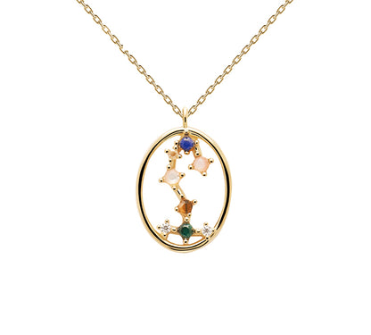 Twelve Constellations Colored Stone Pendant Necklace - Rare Visual Jewelry