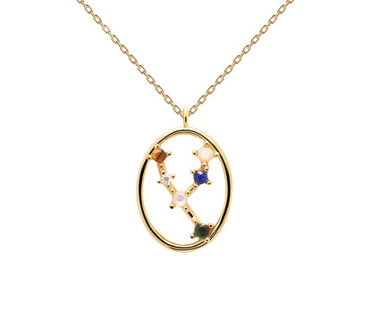 Twelve Constellations Colored Stone Pendant Necklace - Rare Visual Jewelry