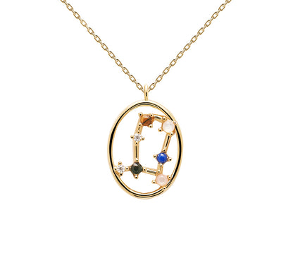 Twelve Constellations Colored Stone Pendant Necklace - Rare Visual Jewelry