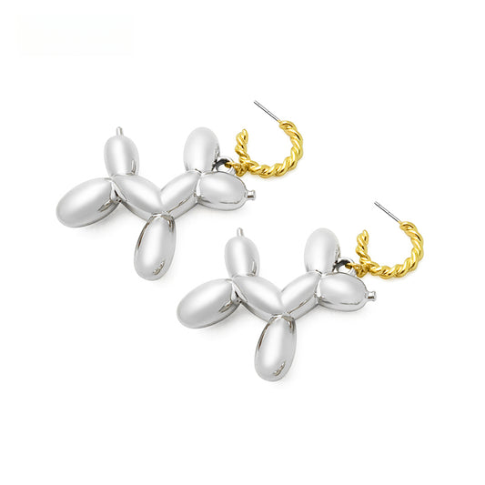 Balloon Puppy Dangle Earrings on white background
