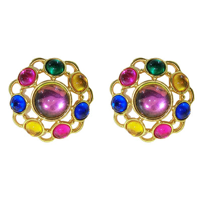 Dopamine Bloom Gold & Gemstone Earrings - Rare Visual Jewelry