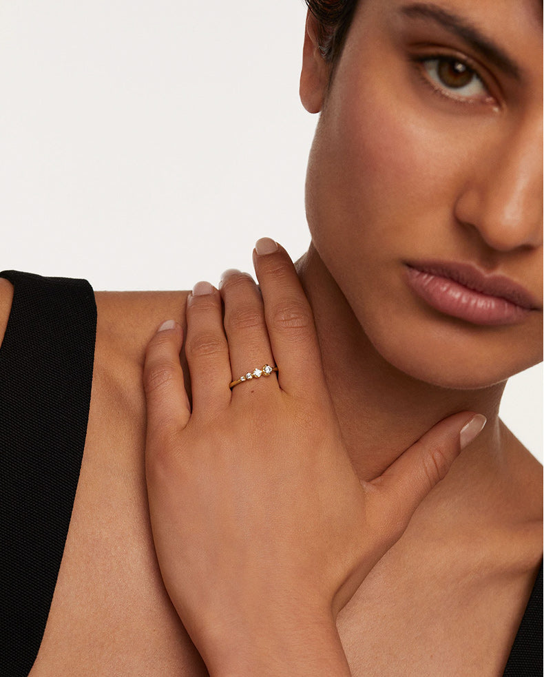 Gold Light-Luxe Pavé Zircon Ring on model hand