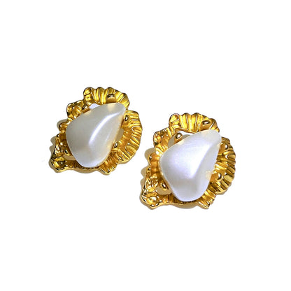 Irregular Metal Frame Vintage Art Earrings - Rare Visual Jewelry