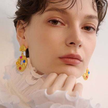 French Retro Gold Earrings - Rare Visual Jewelry