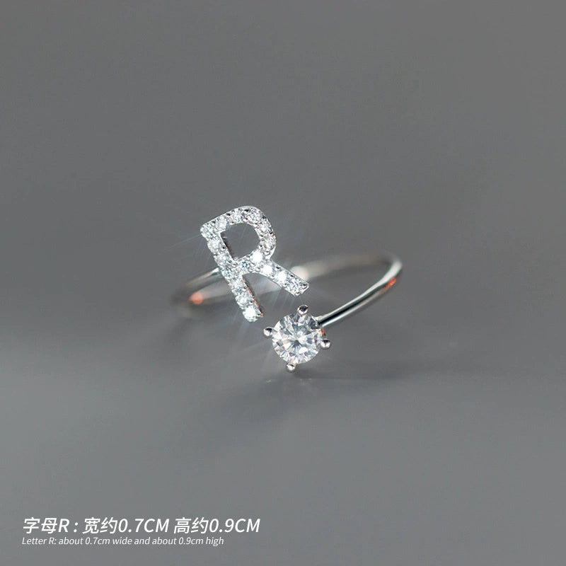 【Rare Visual】925 sterling silver 26 English letter ring women's instagram niche design plain ring index finger ring