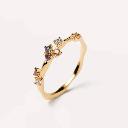 Vintage Wreath-shaped Colored Gemstone Ring - Rare Visual Jewelry