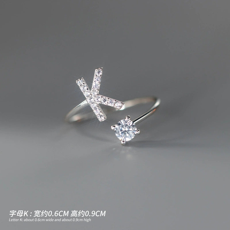 【Rare Visual】925 sterling silver 26 English letter ring women's instagram niche design plain ring index finger ring