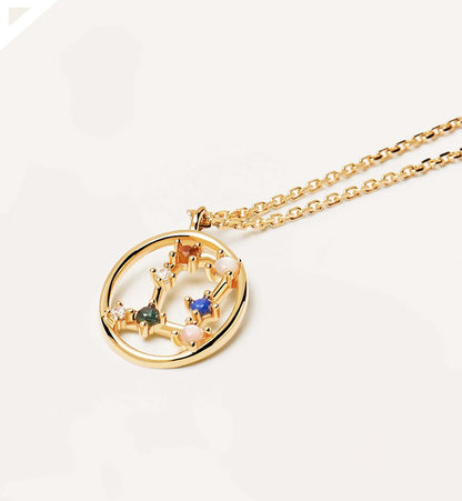 Twelve Constellations Colored Stone Pendant Necklace - Rare Visual Jewelry