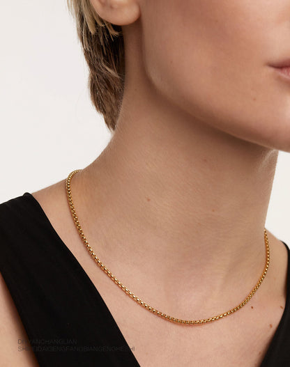 Premium Sense Minimalist Sterling Silver Octagonal Box Clavicle Chain - Rare Visual Jewelry