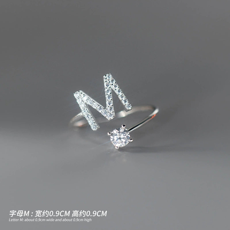 【Rare Visual】925 sterling silver 26 English letter ring women's instagram niche design plain ring index finger ring