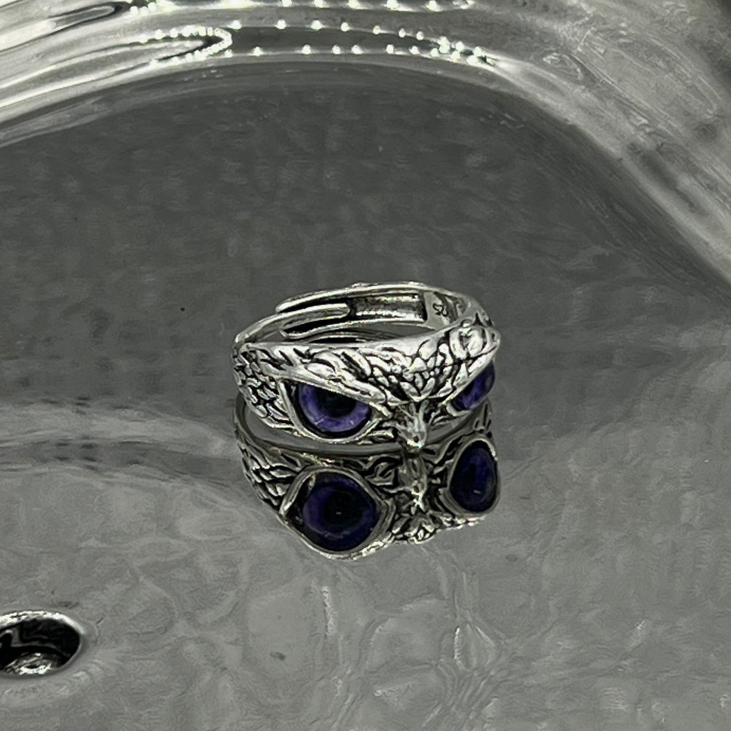 Trendy Retro Owl Open Ring