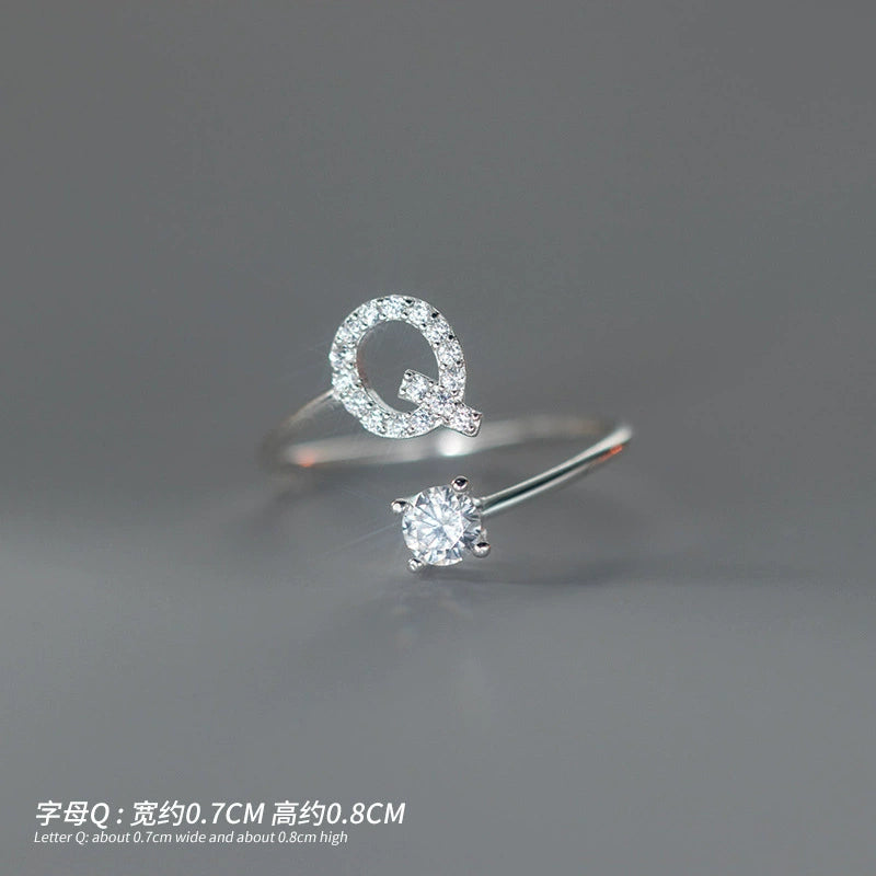 【Rare Visual】925 sterling silver 26 English letter ring women's instagram niche design plain ring index finger ring