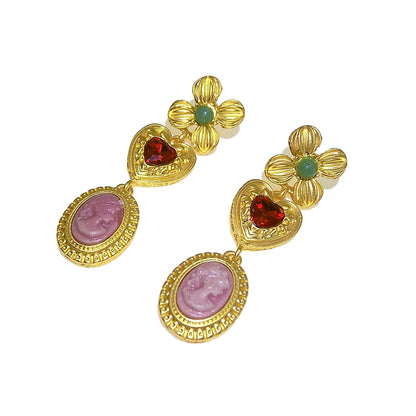 Colorful Retro Gold Decorative Earrings - Rare Visual Jewelry