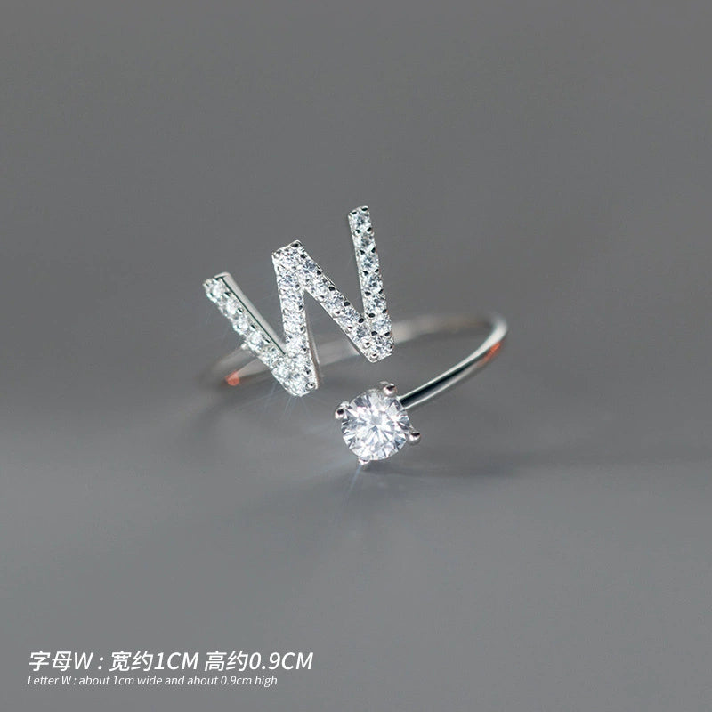 【Rare Visual】925 sterling silver 26 English letter ring women's instagram niche design plain ring index finger ring