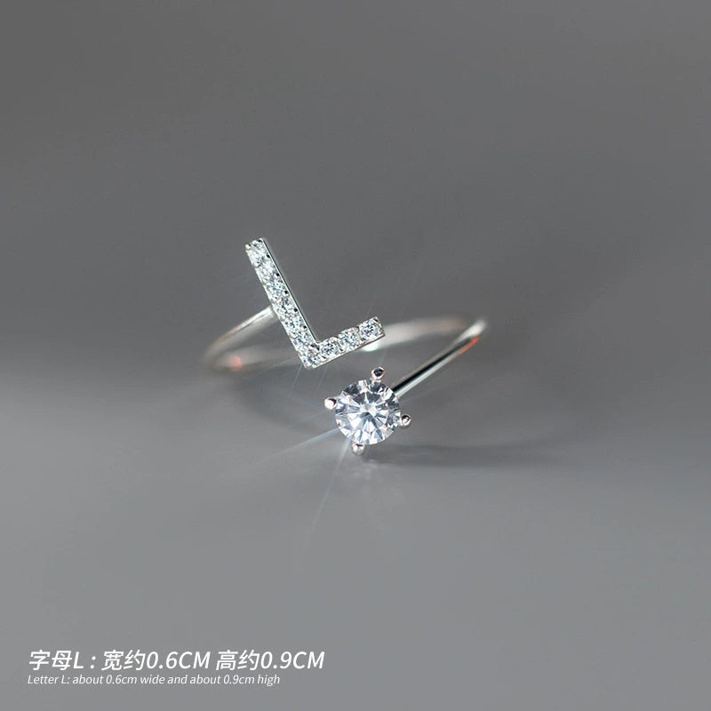 【Rare Visual】925 sterling silver 26 English letter ring women's instagram niche design plain ring index finger ring