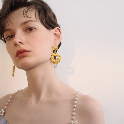 French Retro Gold Earrings - Rare Visual Jewelry