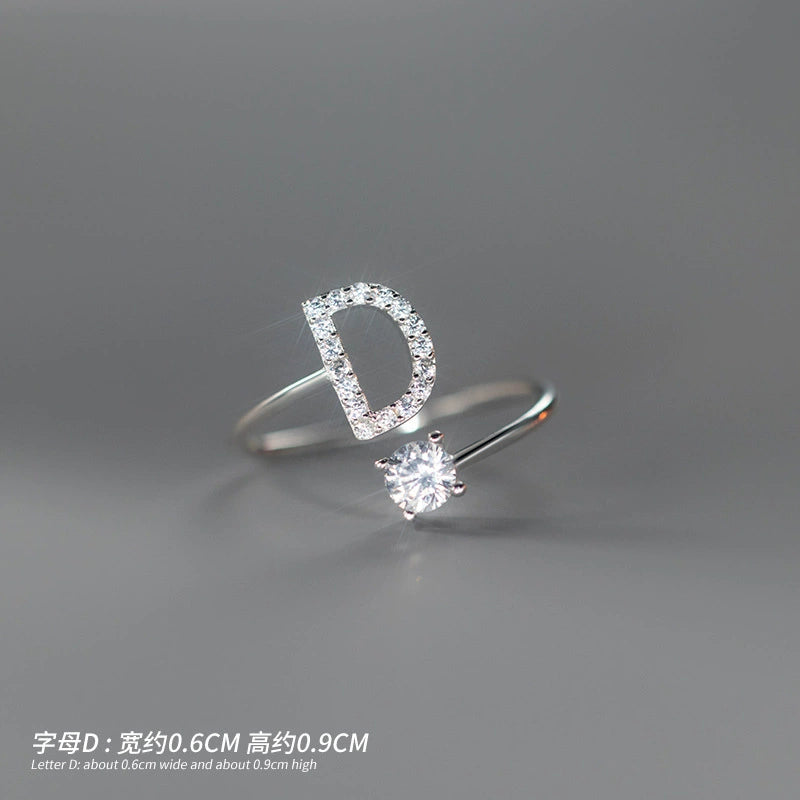 【Rare Visual】925 sterling silver 26 English letter ring women's instagram niche design plain ring index finger ring