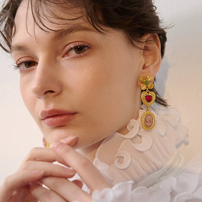 Colorful Retro Gold Decorative Earrings - Rare Visual Jewelry