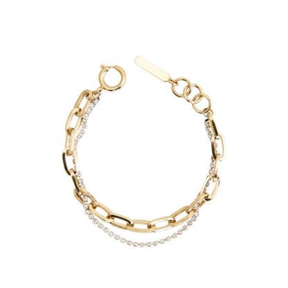 Gold Personality Cross Double Crystal Bracelet - Rare Visual Jewelry