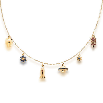 Saturn Rocket Spaceship Pendant Necklace - Rare Visual Jewelry