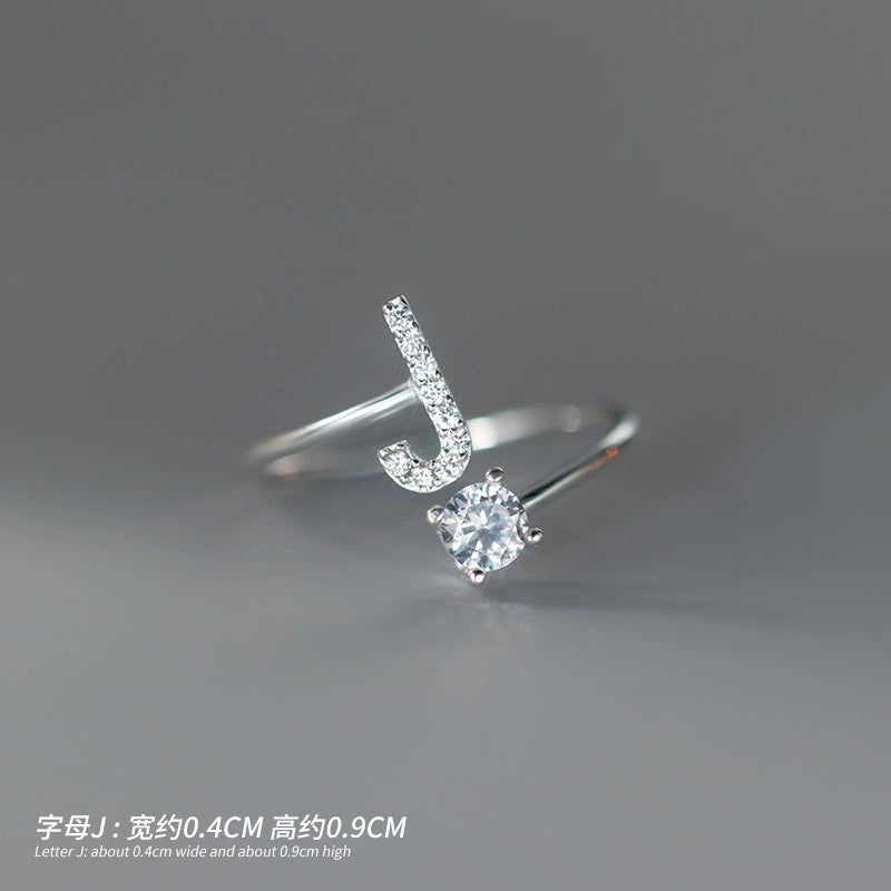 【Rare Visual】925 sterling silver 26 English letter ring women's instagram niche design plain ring index finger ring