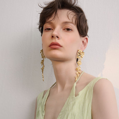 Light Luxury Long Flower Fringed Earrings - Rare Visual Jewelry