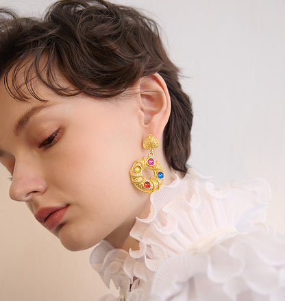 French Retro Gold Earrings - Rare Visual Jewelry