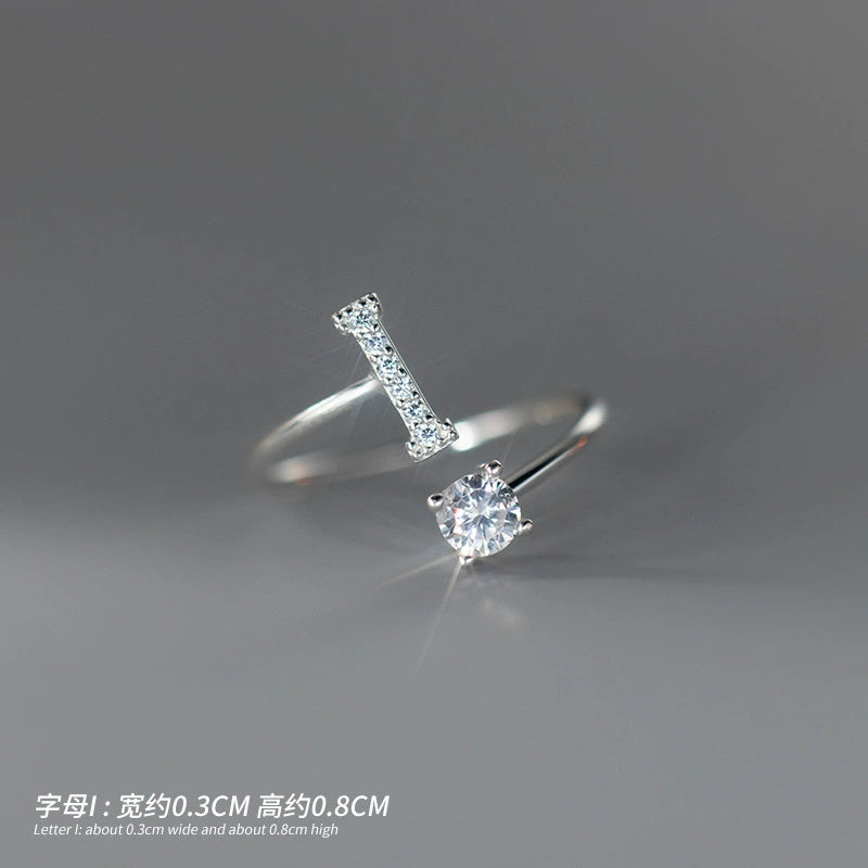 【Rare Visual】925 sterling silver 26 English letter ring women's instagram niche design plain ring index finger ring