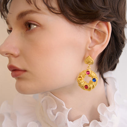 French Retro Gold Earrings - Rare Visual Jewelry