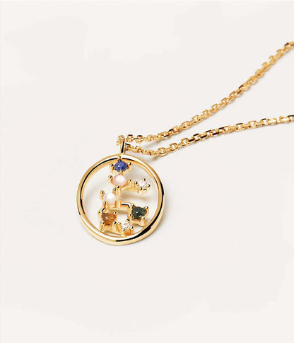 Twelve Constellations Colored Stone Pendant Necklace - Rare Visual Jewelry
