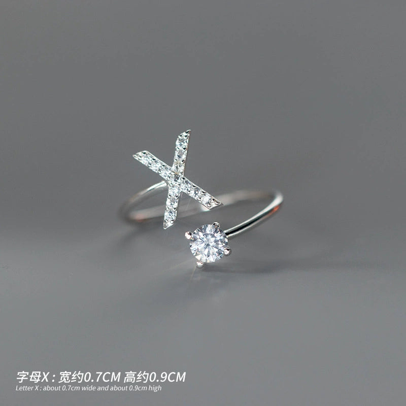 【Rare Visual】925 sterling silver 26 English letter ring women's instagram niche design plain ring index finger ring