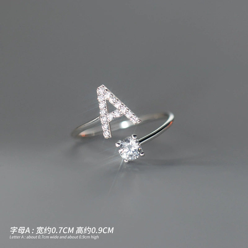 【Rare Visual】925 sterling silver 26 English letter ring women's instagram niche design plain ring index finger ring