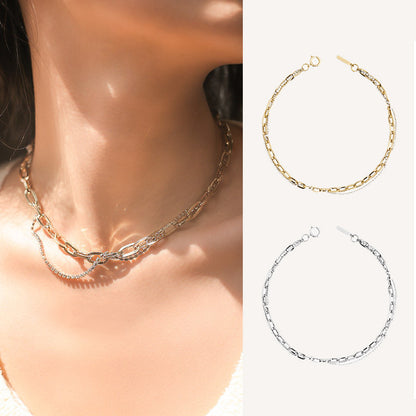 Personalized Gold Cross Double Crystal Clavicle Chain - Rare Visual Jewelry