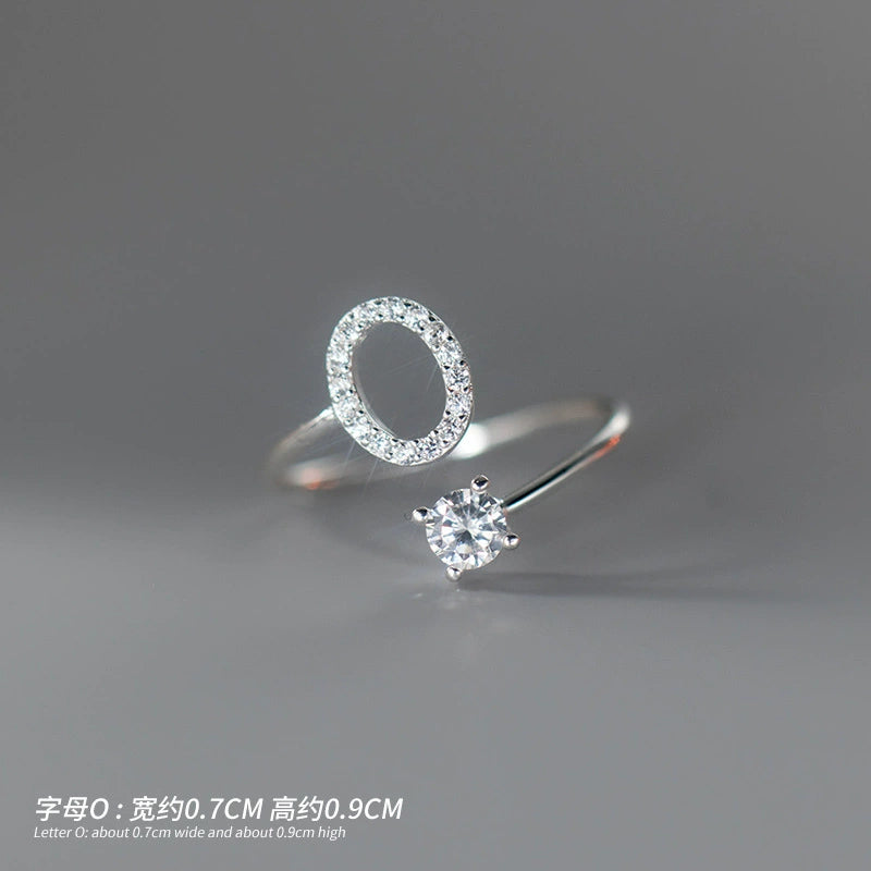 【Rare Visual】925 sterling silver 26 English letter ring women's instagram niche design plain ring index finger ring