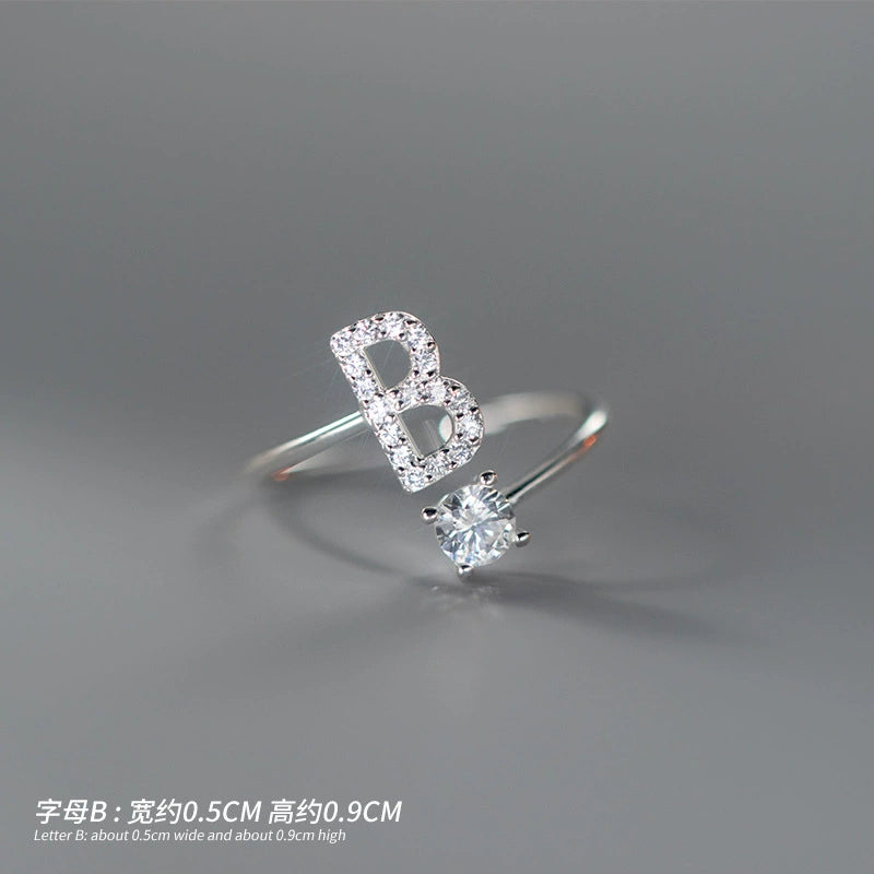 【Rare Visual】925 sterling silver 26 English letter ring women's instagram niche design plain ring index finger ring