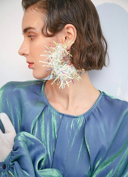 Personalized circle sequined earrings - Rare Visual Jewelry