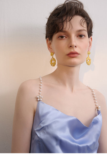 French Retro Gold Earrings - Rare Visual Jewelry