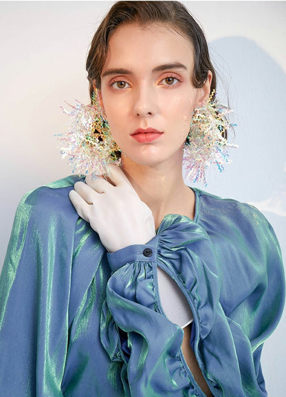 Personalized circle sequined earrings - Rare Visual Jewelry