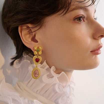 Colorful Retro Gold Decorative Earrings - Rare Visual Jewelry