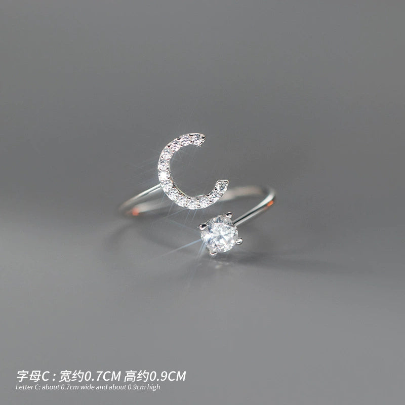 【Rare Visual】925 sterling silver 26 English letter ring women's instagram niche design plain ring index finger ring