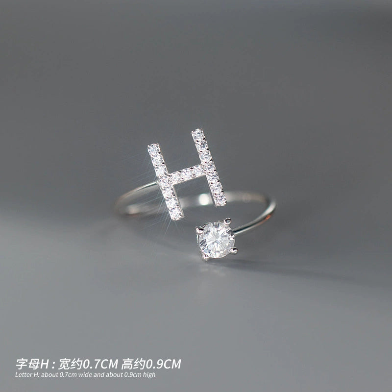 【Rare Visual】925 sterling silver 26 English letter ring women's instagram niche design plain ring index finger ring