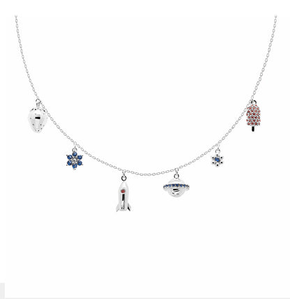 Saturn Rocket Spaceship Pendant Necklace - Rare Visual Jewelry