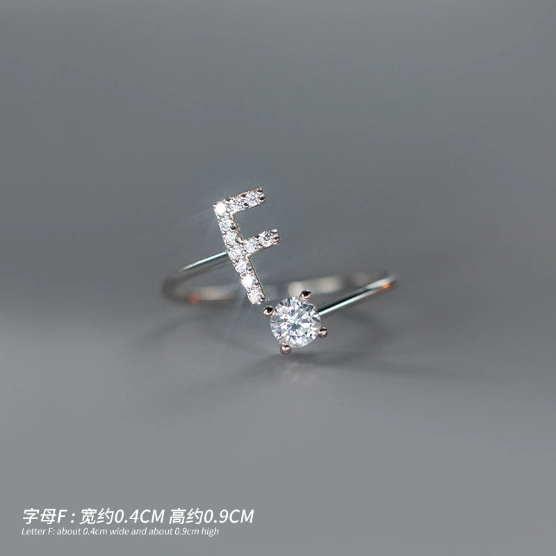 【Rare Visual】925 sterling silver 26 English letter ring women's instagram niche design plain ring index finger ring